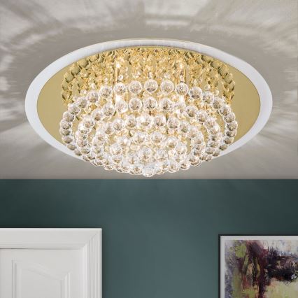 Kristall-Deckenkronleuchter GLORIA 9xG9/40W/230V d 62 cm golden