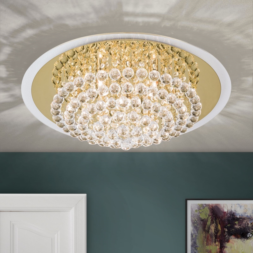 Kristall-Deckenkronleuchter GLORIA 9xG9/40W/230V d 62 cm golden