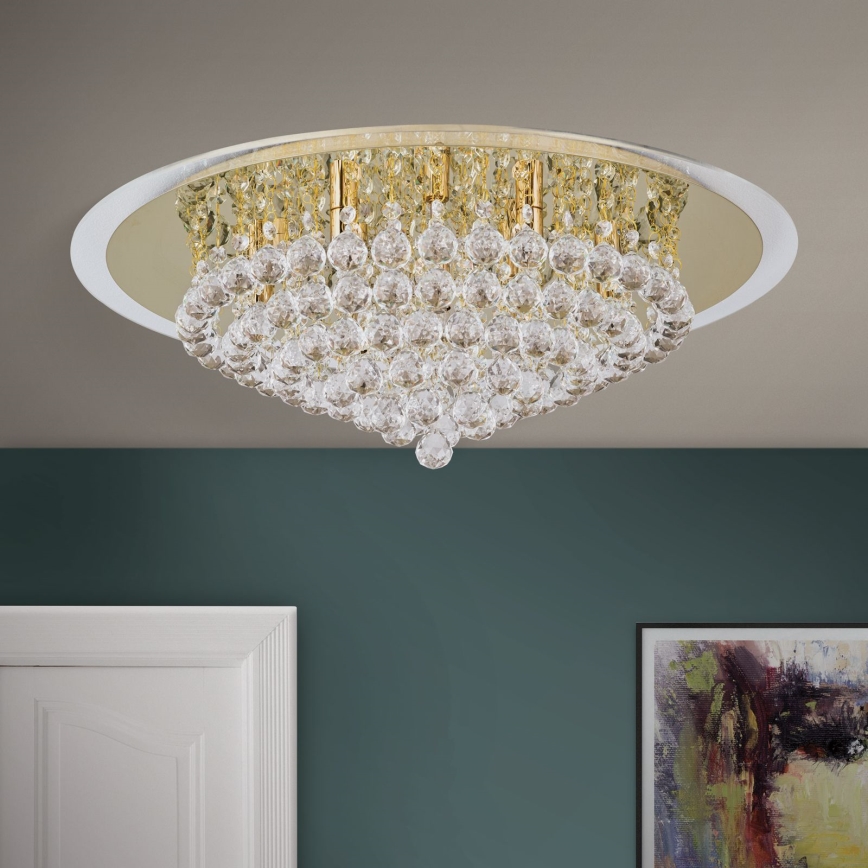 Kristall-Deckenkronleuchter GLORIA 9xG9/40W/230V d 62 cm golden