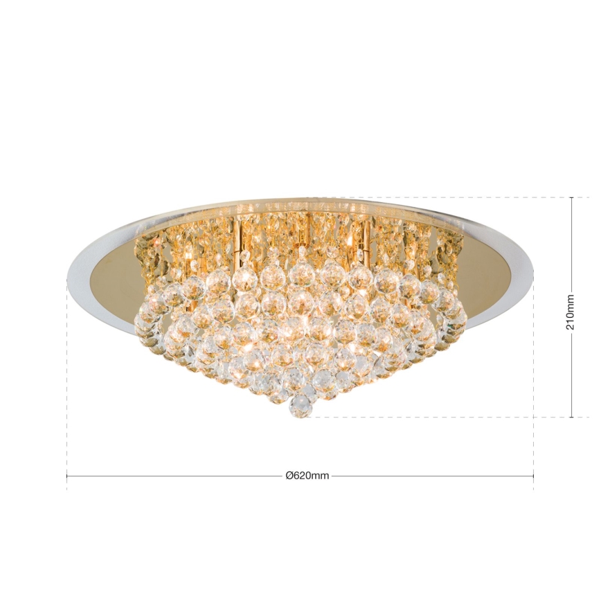 Kristall-Deckenkronleuchter GLORIA 9xG9/40W/230V d 62 cm golden