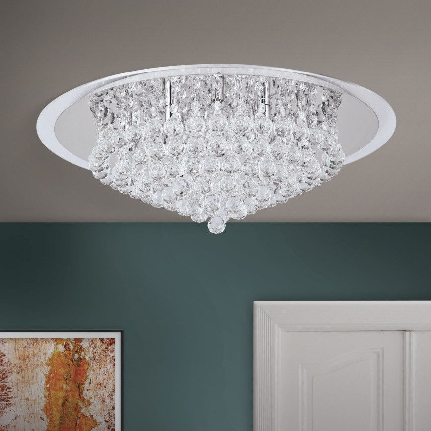 Kristall-Deckenleuchte GLORIA 9xG9/40W/230V d 62 cm klar/glänzendes Chrom
