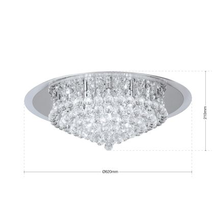 Kristall-Deckenleuchte GLORIA 9xG9/40W/230V d 62 cm klar/glänzendes Chrom