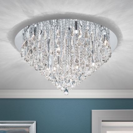 Kristall-Deckenkronleuchter CELESTE 12xG9/40W/230V d 75 cm glänzendes Chrom