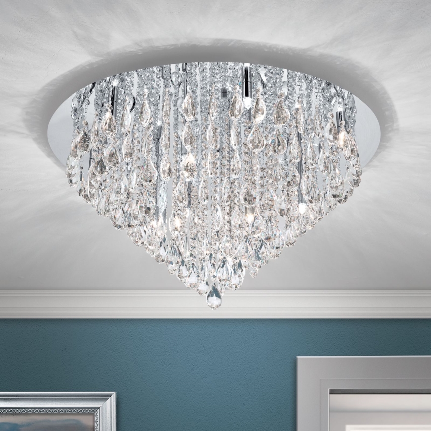 Kristall-Deckenkronleuchter CELESTE 12xG9/40W/230V d 75 cm glänzendes Chrom