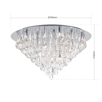 Kristall-Deckenkronleuchter CELESTE 12xG9/40W/230V d 75 cm glänzendes Chrom