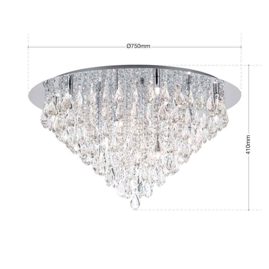 Kristall-Deckenkronleuchter CELESTE 12xG9/40W/230V d 75 cm glänzendes Chrom