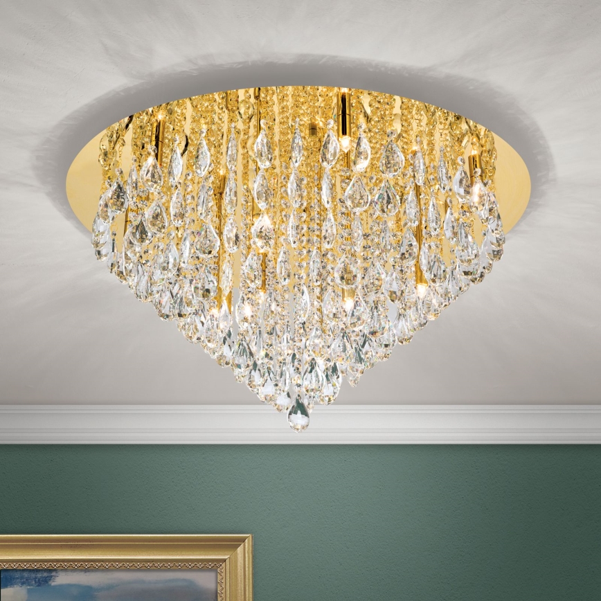 Kristall-Deckenkronleuchter CELESTE 12xG9/40W/230V d 75 cm golden