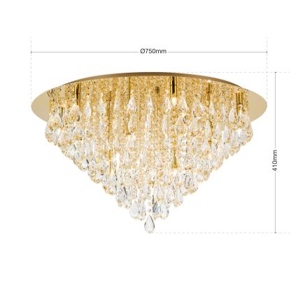 Kristall-Deckenkronleuchter CELESTE 12xG9/40W/230V d 75 cm golden