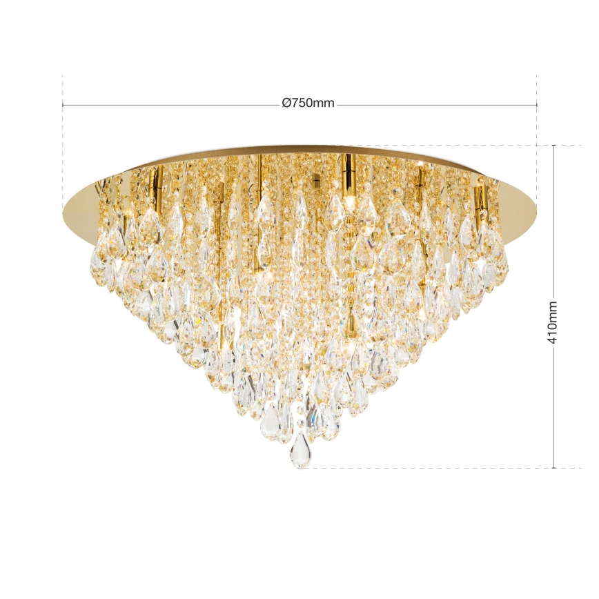 Kristall-Deckenkronleuchter CELESTE 12xG9/40W/230V d 75 cm golden