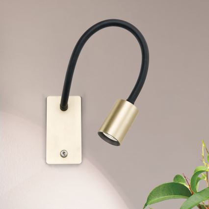 Flexible, kleine LED-Wandleuchte KURT LED/5W/230V golden