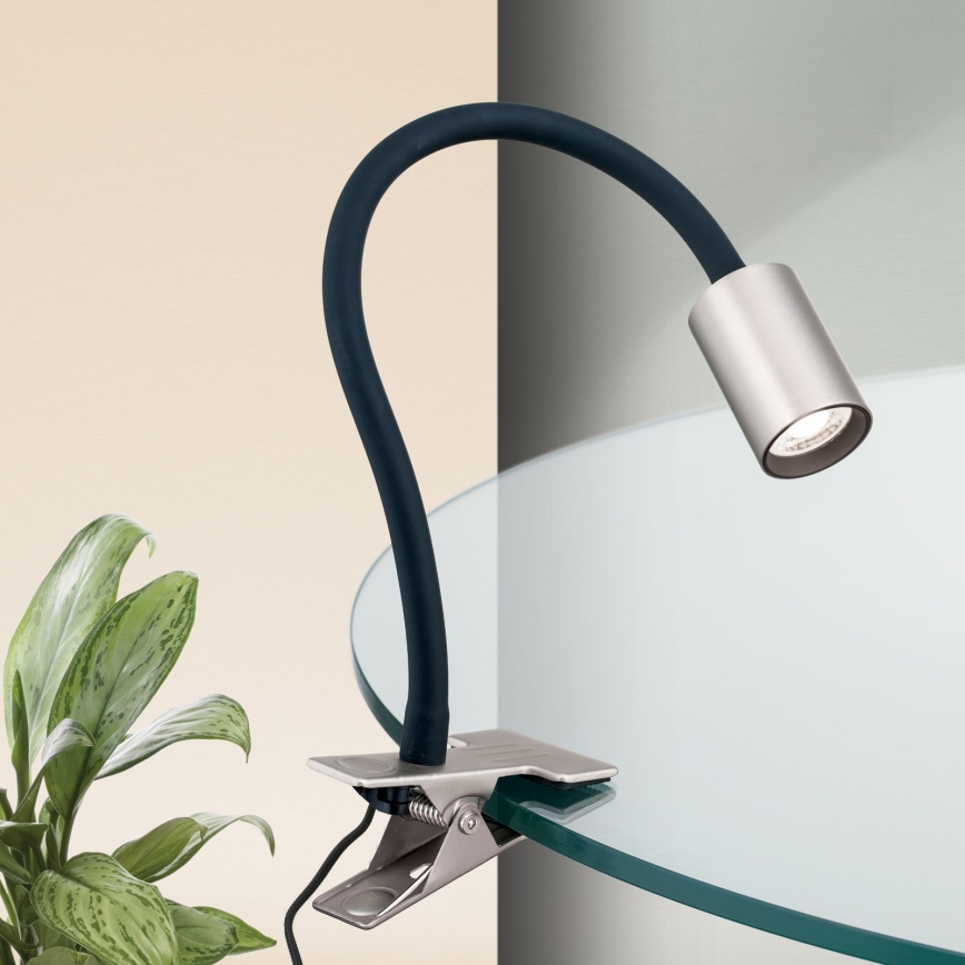 Flexible LED-Tischleuchte mit Klemme KURT LED/5W/230V silbern