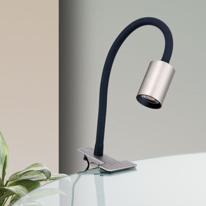 Flexible LED-Tischleuchte mit Klemme KURT LED/5W/230V silbern