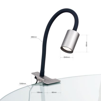 Flexible LED-Tischleuchte mit Klemme KURT LED/5W/230V silbern