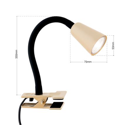 Flexible Tischlampe mit Klemme DOTTY 1xGU10/10W/230V beige/schwarz