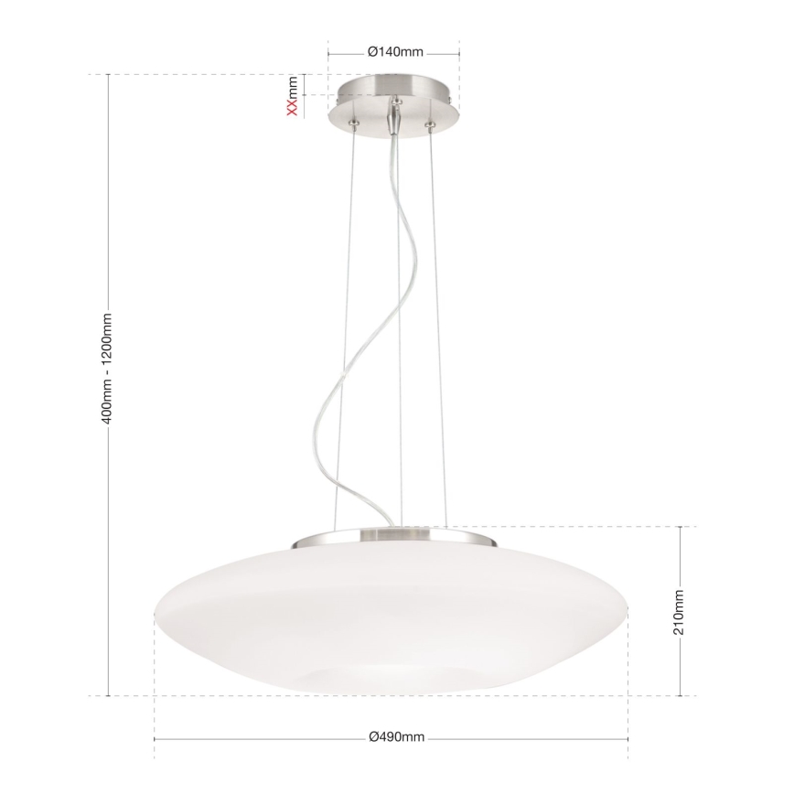 Hängeleuchte BLANC 2xE27/60W/230V d 49 cm matt Chrom
