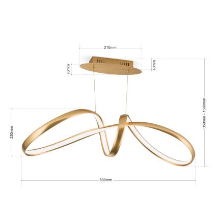 Dimmbare LED-Hängeleuchte CIRCUS LED/36W/230V golden