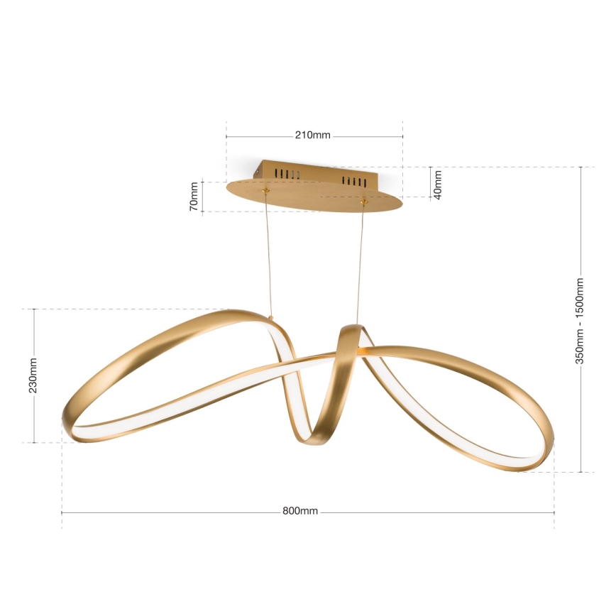 Dimmbare LED-Hängeleuchte CIRCUS LED/36W/230V golden