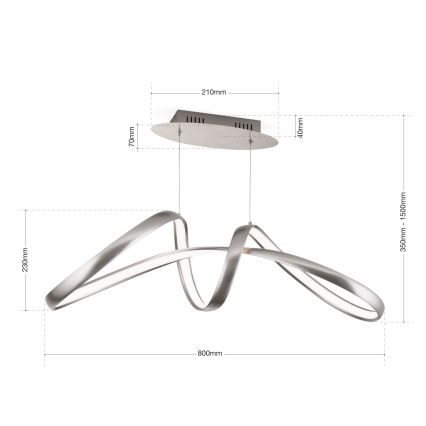 Dimmbare LED-Hängeleuchte CIRCUS LED/36W/230V silbern