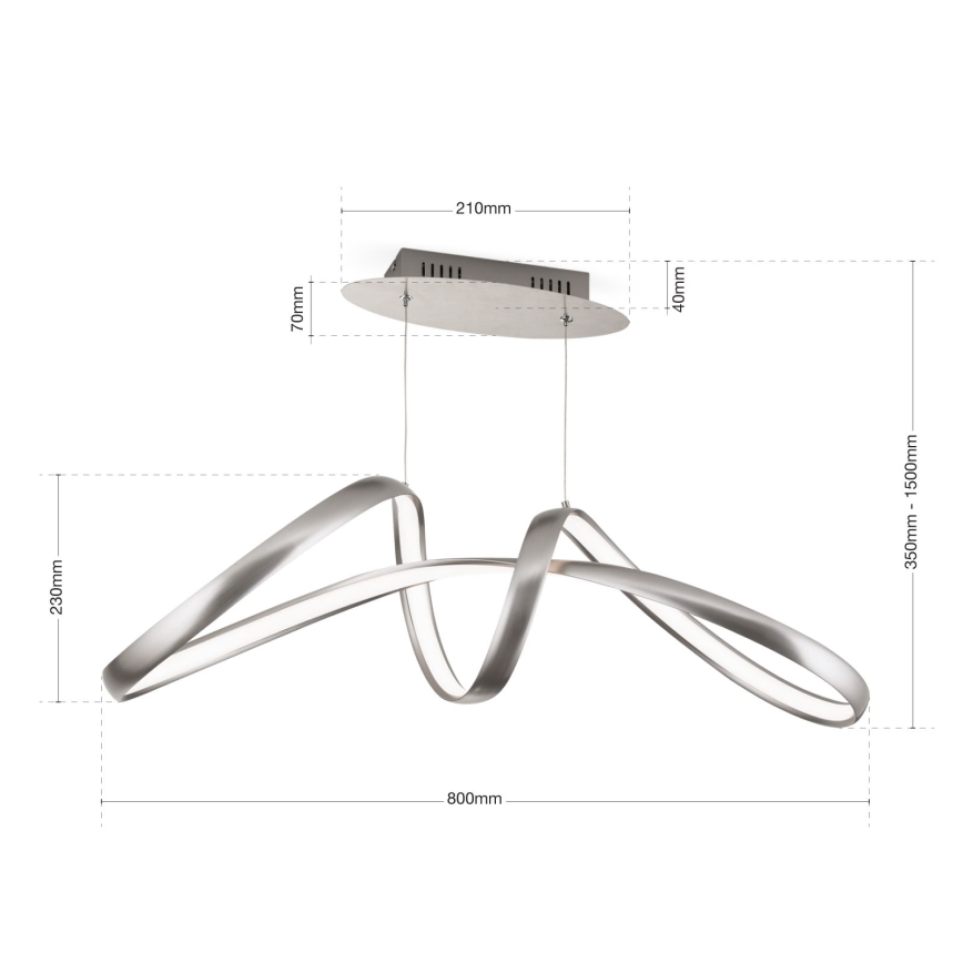 Dimmbare LED-Hängeleuchte CIRCUS LED/36W/230V silbern
