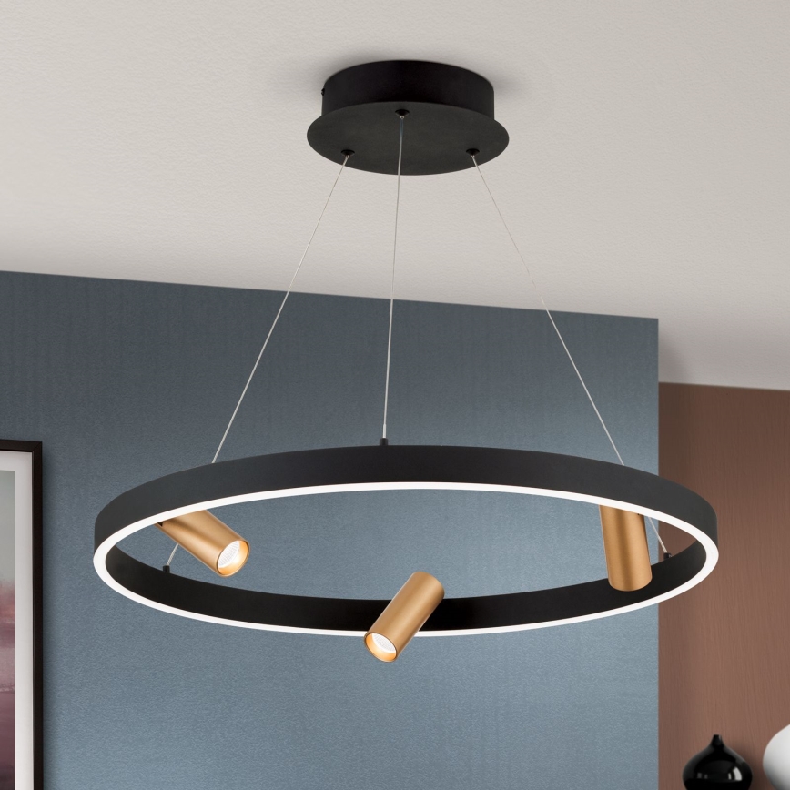 Dimmbare LED-Hängeleuchte BERLIN LED/50W/230V schwarz/golden