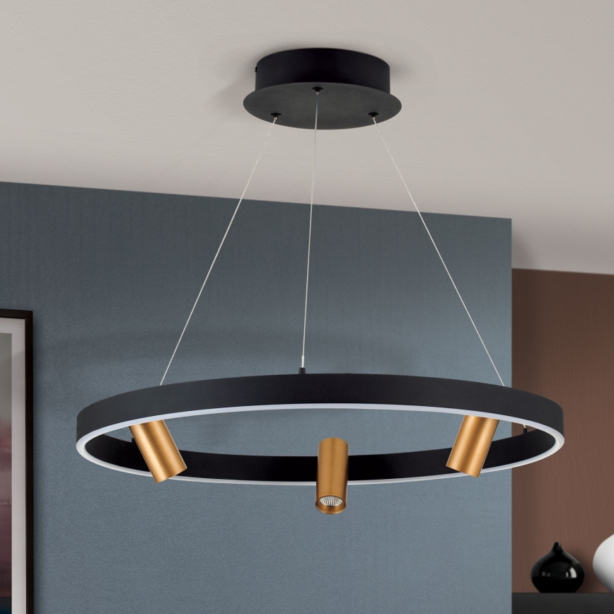 Dimmbare LED-Hängeleuchte BERLIN LED/50W/230V schwarz/golden