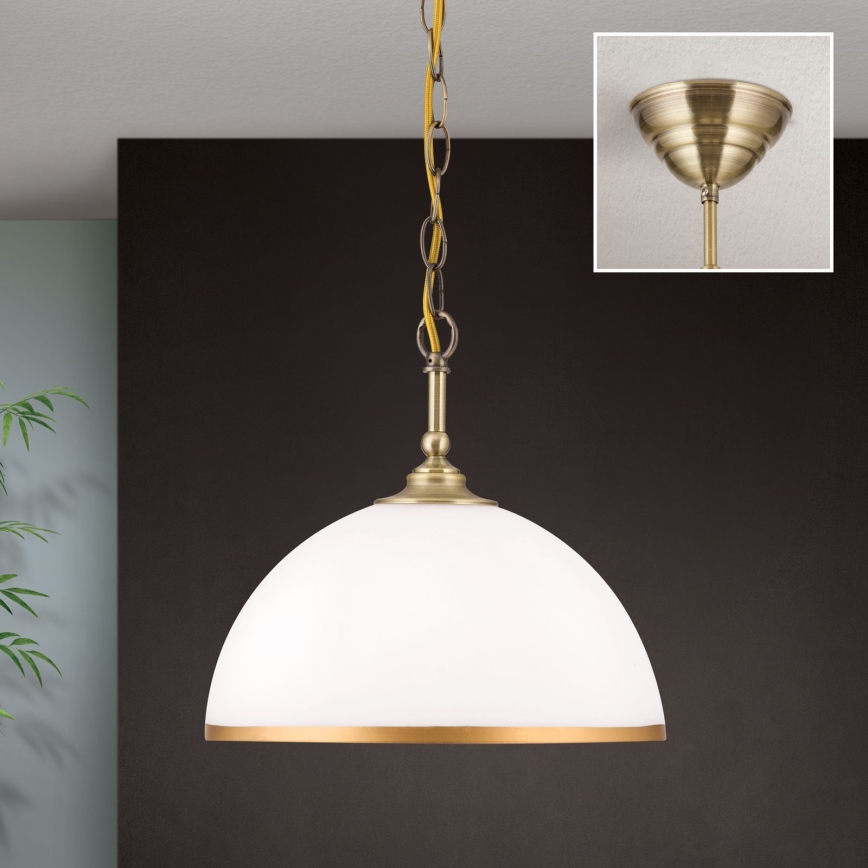Hängeleuchte an Kette OLD LAMP 1xE27/40W/230V d 30 cm weiß/Messing