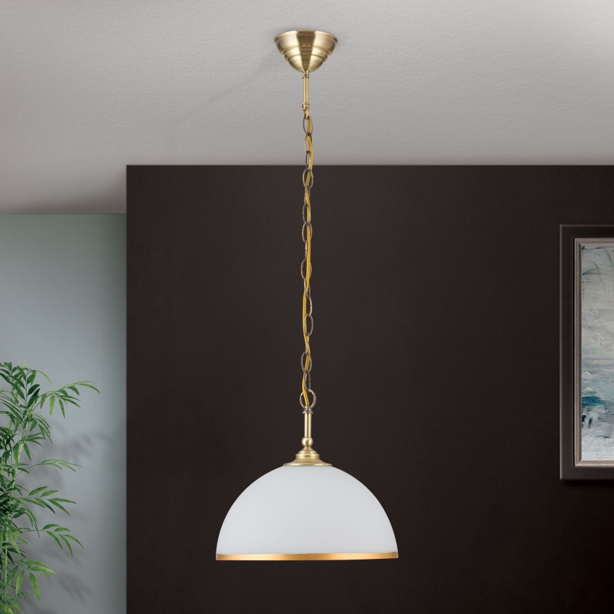 Hängeleuchte an Kette OLD LAMP 1xE27/40W/230V d 30 cm weiß/Messing