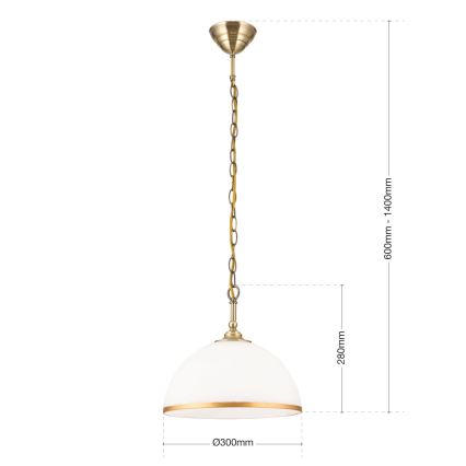 Hängeleuchte an Kette OLD LAMP 1xE27/40W/230V d 30 cm weiß/Messing