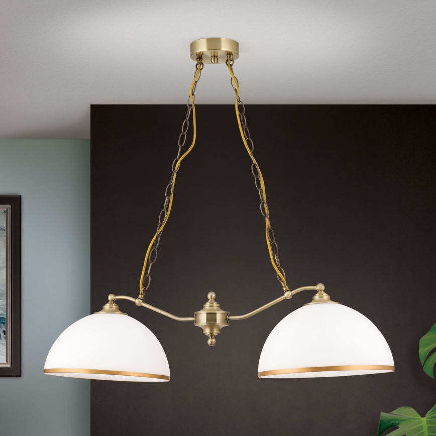 Hängeleuchte an Kette OLD LAMP 2xE27/40W/230V weiß/Messing