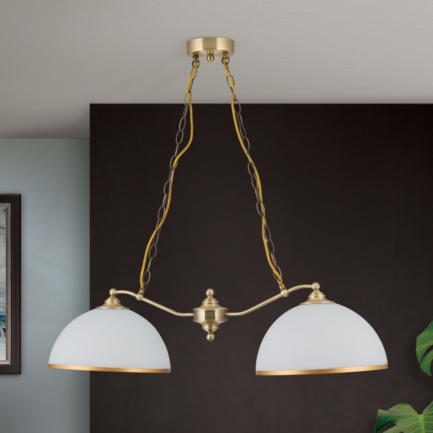 Hängeleuchte an Kette OLD LAMP 2xE27/40W/230V weiß/Messing
