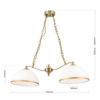 Hängeleuchte an Kette OLD LAMP 2xE27/40W/230V weiß/Messing