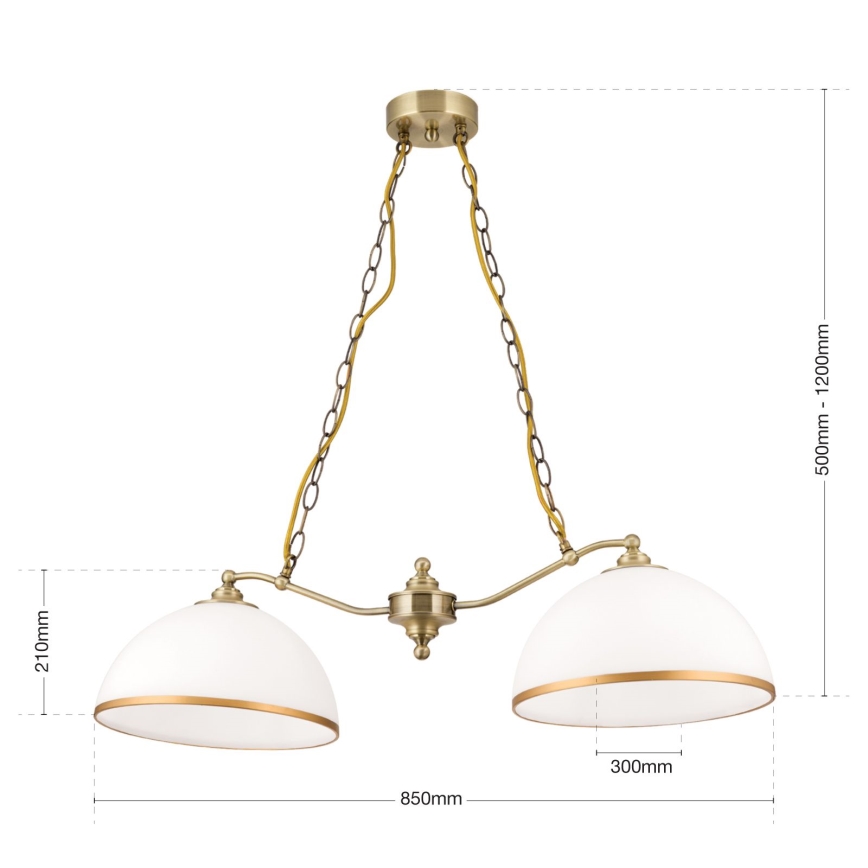 Hängeleuchte an Kette OLD LAMP 2xE27/40W/230V weiß/Messing