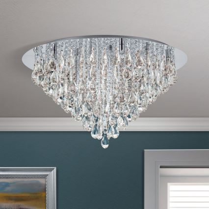 Kristall-Deckenkronleuchter CELESTE 12xG9/40W/230V d 75 cm glänzendes Chrom