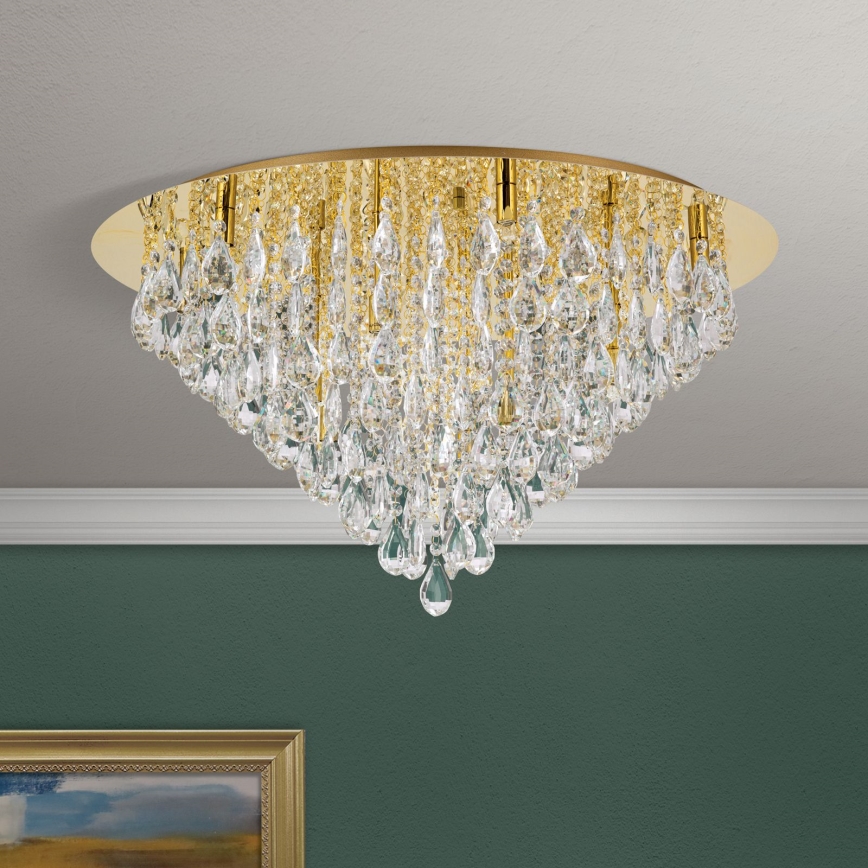 Kristall-Deckenkronleuchter CELESTE 12xG9/40W/230V d 75 cm golden