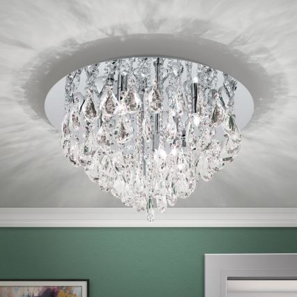 Kristall-Deckenkronleuchter CELESTE 6xG9/40W/230V d 45 cm glänzendes Chrom