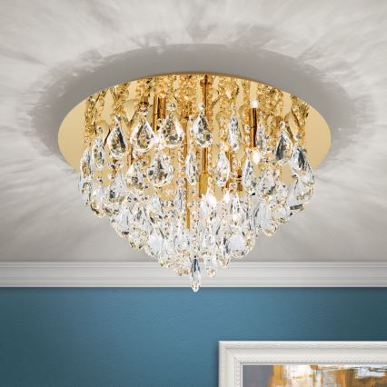 Kristall-Deckenleuchte CELESTE 6xG9/40W/230V d 45 cm golden