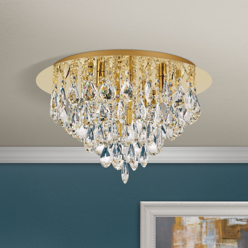 Kristall-Deckenleuchte CELESTE 6xG9/40W/230V d 45 cm golden