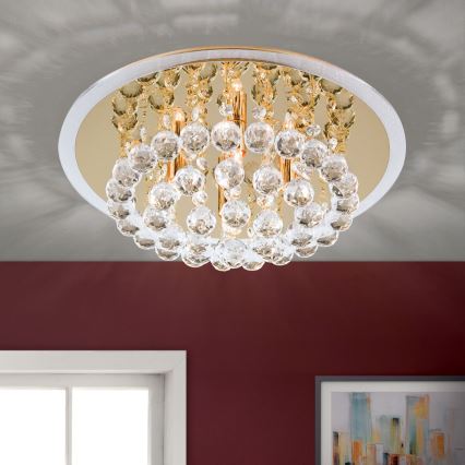 Kristall-Deckenleuchte GLORIA 4xG9/40W/230V d 38 cm golden