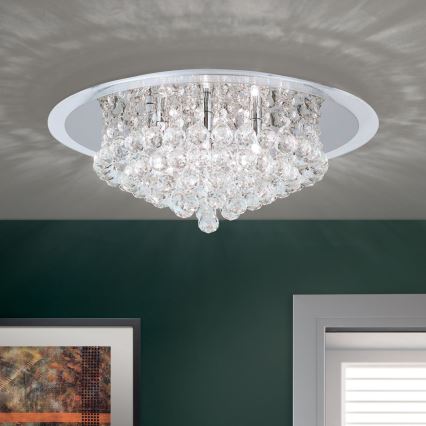 Kristall-Deckenleuchte GLORIA 6xG9/40W/230V d 50 cm klar/glänzendes Chrom