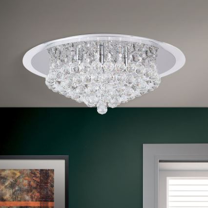 Kristall-Deckenleuchte GLORIA 6xG9/40W/230V d 50 cm klar/glänzendes Chrom