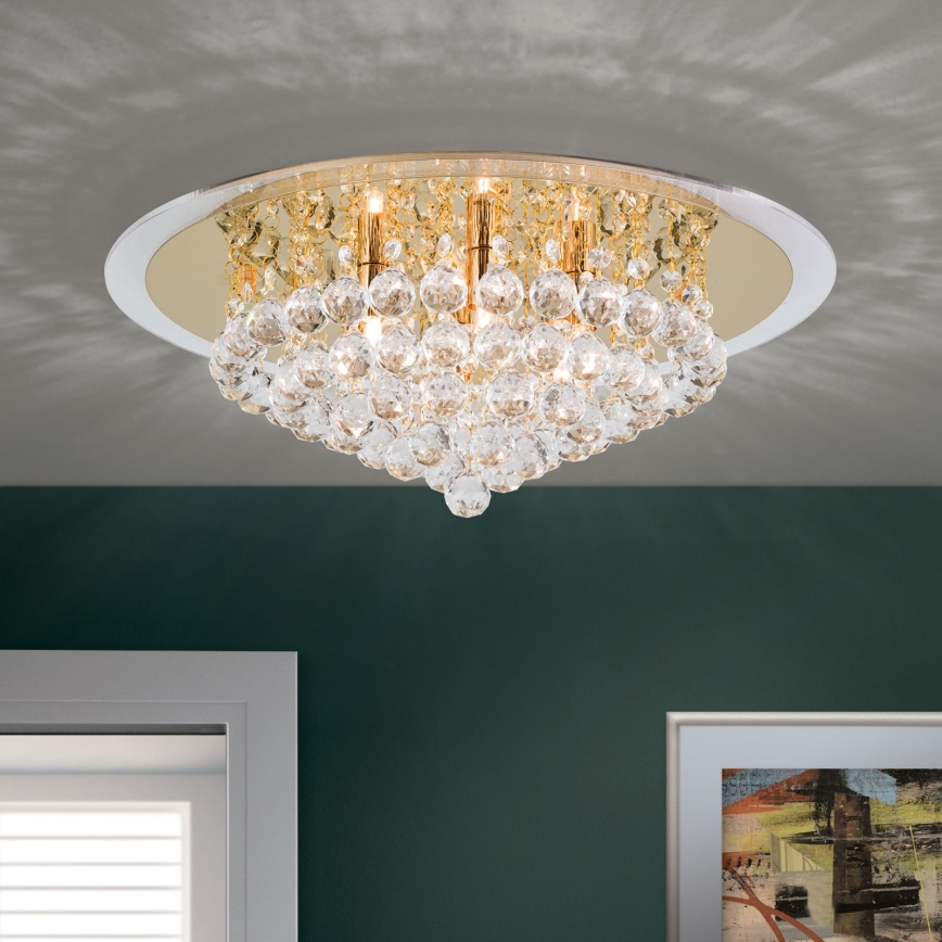 Kristall-Deckenleuchte GLORIA 6xG9/40W/230V d 50 cm golden