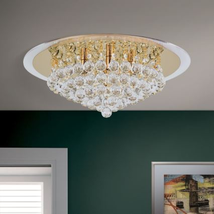 Kristall-Deckenleuchte GLORIA 6xG9/40W/230V d 50 cm golden