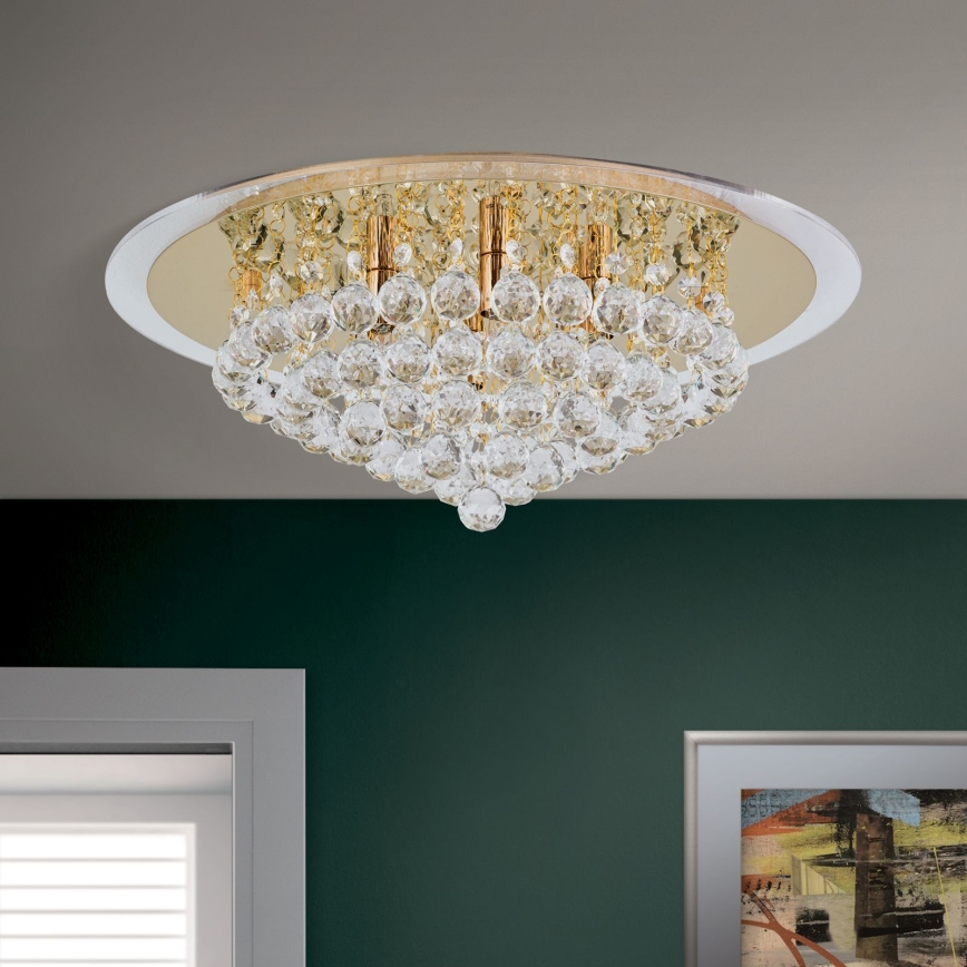 Kristall-Deckenleuchte GLORIA 6xG9/40W/230V d 50 cm golden