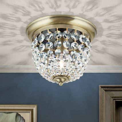 Kristall-Deckenleuchte PLAFOND 1xE27/40W/230V d 26 cm bronzen