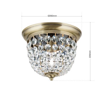 Kristall-Deckenleuchte PLAFOND 1xE27/40W/230V d 26 cm bronzen