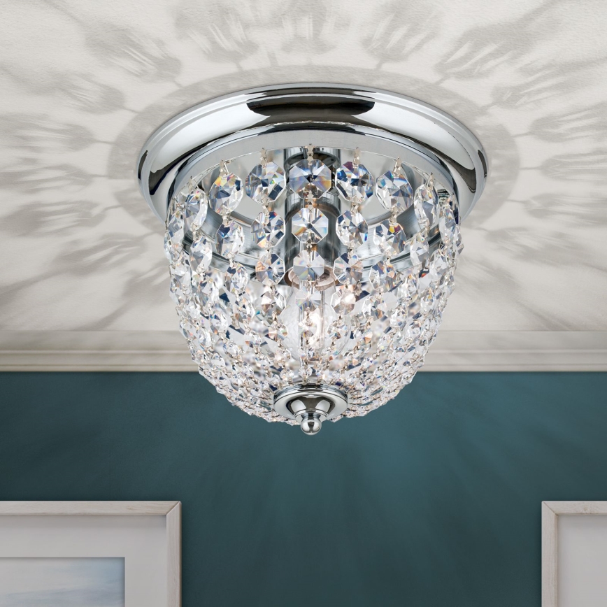 Kristall-Deckenleuchte PLAFOND 1xE27/40W/230V d 26 cm glänzendes Chrom