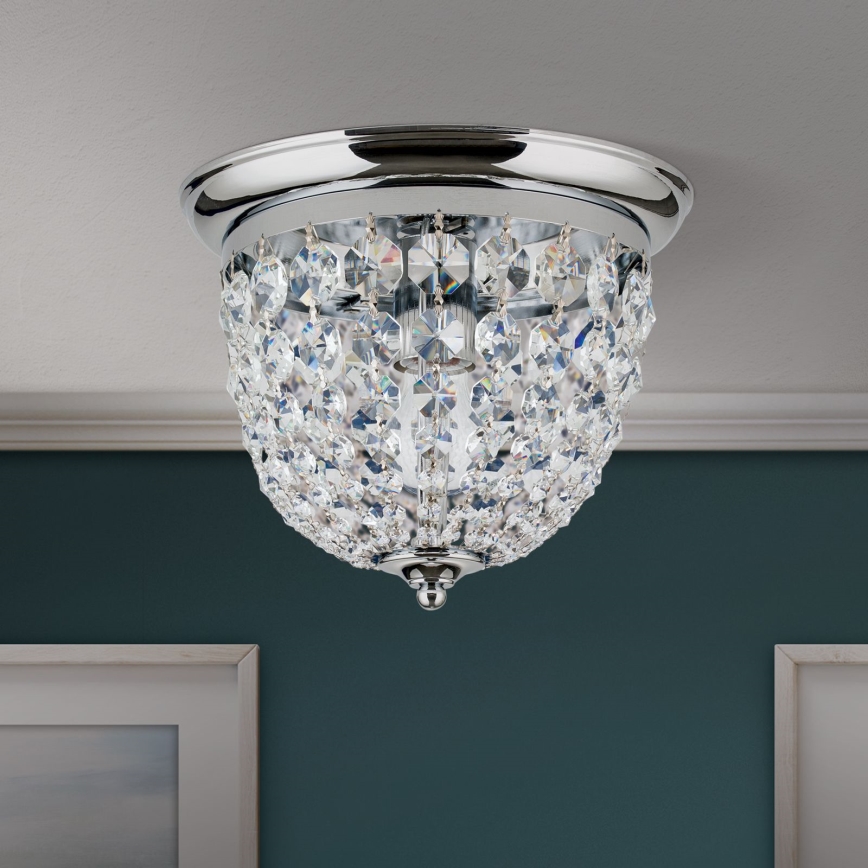 Kristall-Deckenleuchte PLAFOND 1xE27/40W/230V d 26 cm glänzendes Chrom