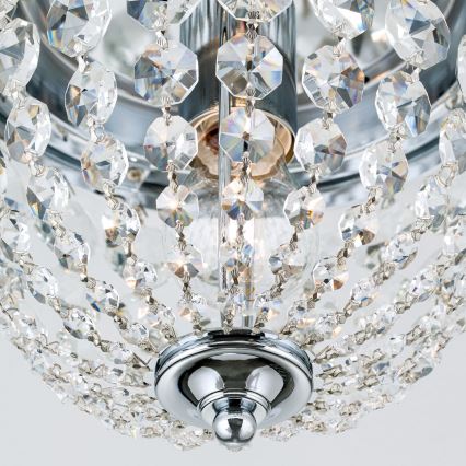 Kristall-Deckenleuchte PLAFOND 1xE27/40W/230V d 26 cm glänzendes Chrom