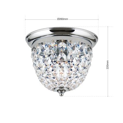 Kristall-Deckenleuchte PLAFOND 1xE27/40W/230V d 26 cm glänzendes Chrom
