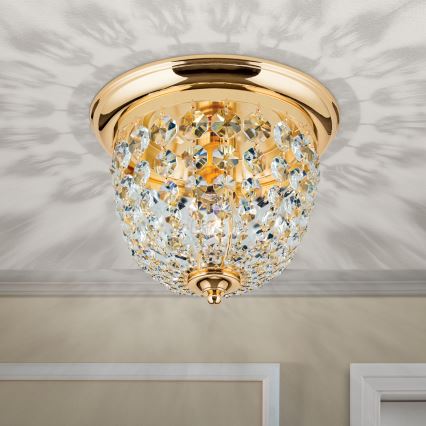 Kristall-Deckenleuchte PLAFOND 1xE27/40W/230V d 26 cm golden
